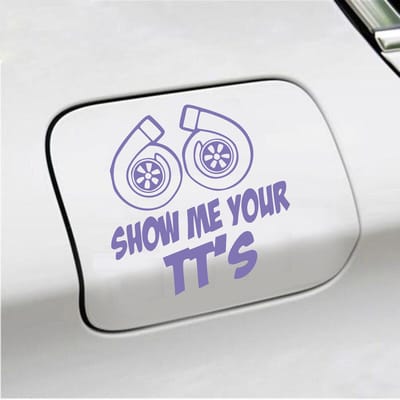 Bumpersticker - Show Me Your TTs - 15 X 15 - Paars