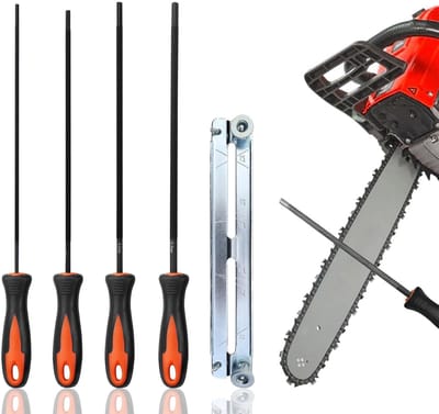 4-delige kettingzaagslijpset met handvat – ronde vijlen voor kettingzagen (3,2 mm, 4,0 mm, 4,8 mm, 5,5 mm) – vijl voor kettingzaag, kettingzaagvijl, ronde vijl voor kettingzaag