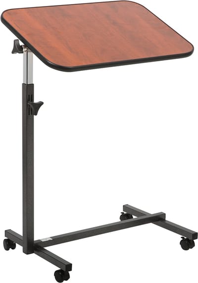 Bedtafel met wieltjes - Bedleestafel - Laptoptafel - Bijzettafel - Walnoot