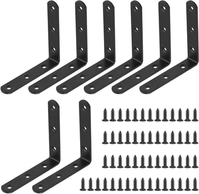 8 Sets 100mm Zwarte L-Beugels voor Hoekverbindingen - Ideaal voor Meubels, Boekenplanken en Kasten (100x100x3mm)