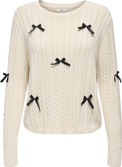 Jacqueline de Yong Trui Jdybow L/s O-neck Cable Pullover Kn 15344549 Birch/black Dames Maat - XXL