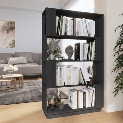vidaXL - Boekenkast/kamerscherm - 80x25x132 - cm - massief - grenenhout - grijs
