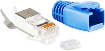 RJ45 krimp connector (STP) voor CAT6/6a/7/7a netwerkkabel (vast/flexibel) - per stuk (3-delig) / blauw