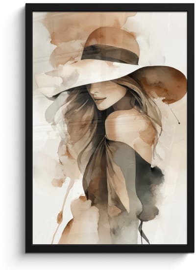 Poster in lijst - Fotolijst 40x60 cm - Posters - Mysterieus - Vrouw - Sepia - Posterlijst zwart - Decoratie - Wanddecoratie woonkamer - Muurdecoratie slaapkamer