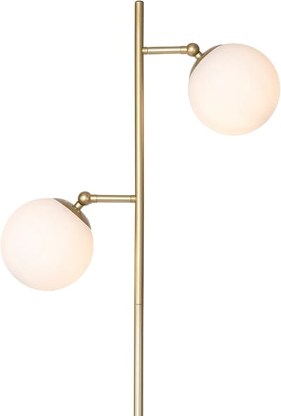 QAZQA pallon - Art Deco Vloerlamp | Staande Lamp - 2 lichts - H 1530 mm - Wit - Woonkamer | Slaapkamer | Keuken
