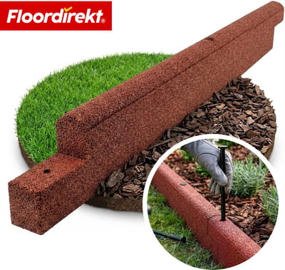 Floordirekt Rubberen Kantsteen - Flexibele Graskant & Perkrand - 122 cm - Rood - Gerecycled Rubber - Voor Tuin, Paden & Terras - Eenvoudig Te Plaatsen - Duurzaam & Slijtvast
