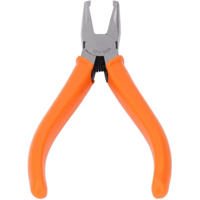 Dwars Eindkniptang Vlakke Bek 4 mm CRV Rechte Hoek Veerbelast Antislip Handvat voor Metaal orange
