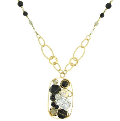 Behave - Goudkleurige ketting - Zwart transparant - Feestelijk detail