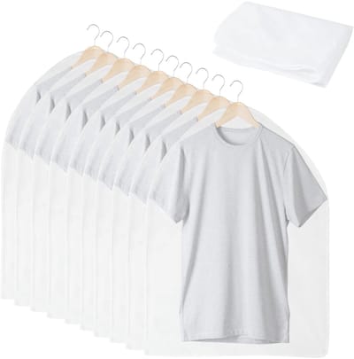 Dailygoods- Stofhoes Transparant - Kledinghoes met Rits - Opvouwbaar - Polyester - 60x80cm - 10 Stuks - Herbruikbaar