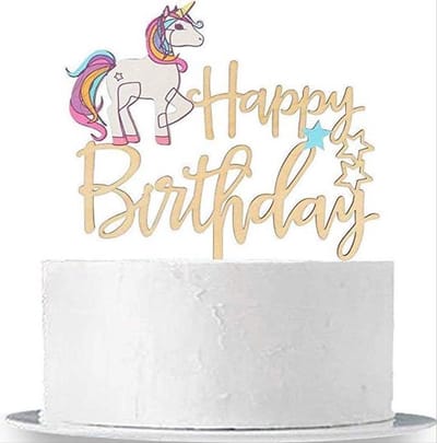 *** Eenhoorn Taarttopper - Happy Birthday Taartversiering! - Verjaardag Taart Topping van Heble® ***