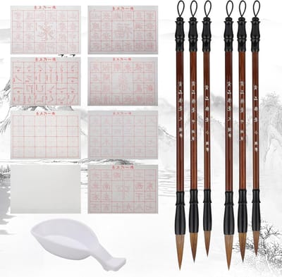 23-delige Chinese kalligrafieset met water schrijfpapier, traditionele penselen en watermeetlat voor beginners
