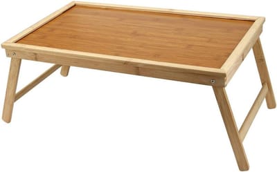 Laptoptafel Bedlade - Ontbijt Dienblad - Comfortabel Werken - Inklapbare Poten - 50x30x22cm - Natuurlijk