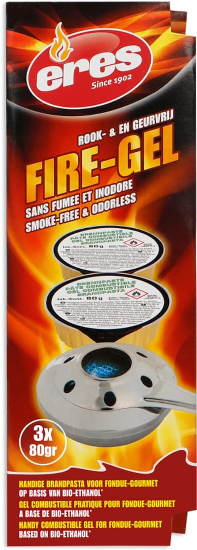 Eres – Fire gel - Brandpasta – Brandgel - Geschikt voor fondue & gourmet – Rook- en Geurvrij – 3x 80g