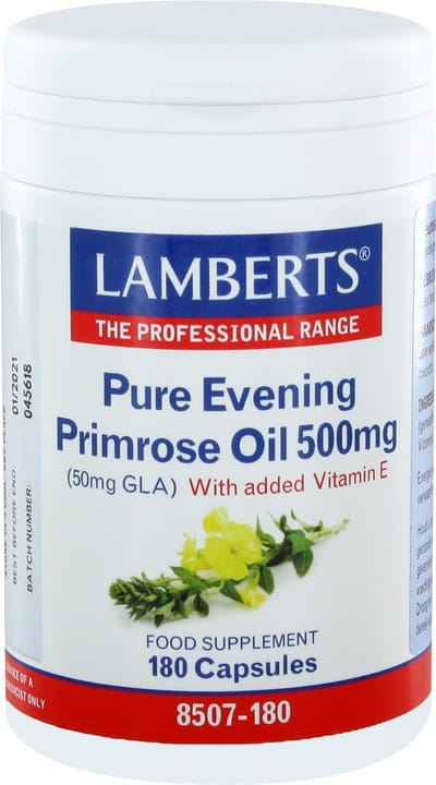 Lamberts Teunisbloemolie 500mg (pure evening primrose oil) 180 Vegetarische capsules