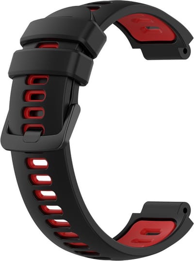 Siliconen bandje - geschikt voor Garmin Forerunner 220 / 230 / 235 / 620 / 630 / 735XT / Approach S20 / S5 / S6 - zwart-rood