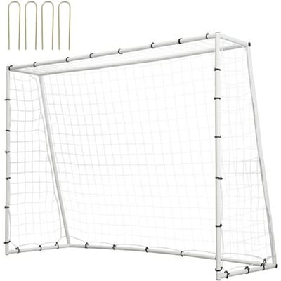 VEVOR Soccer Rebound Nets Draagbare Rebounder Voetbal 242 x 92 x 184 cm, Rebounder Voetbal Rebound Net Ijzeren Buis & PE Net Kinderen & Tieners Verstelbaar Voetbaldoel Rebounder Kicker Wit