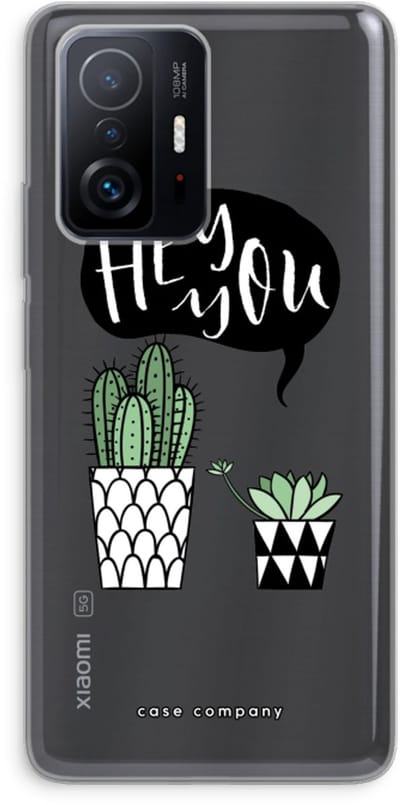 Case Company® - Hoesje geschikt voor Xiaomi 11T hoesje - Hey you cactus - Soft Cover Telefoonhoesje - Bescherming aan alle Kanten en Schermrand