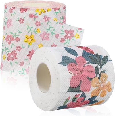 Toiletrollen Bloemenprint - Decoratief Papier - Dagelijks Gebruik - Zacht Bamboevezel - 2 Stuks - Kleurrijk