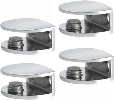 Verstelbare Glashouders voor 8-10MM Dikke Glazen, Muurbevestiging, Verchroomd Zinklegering, Set van 4 Stuks