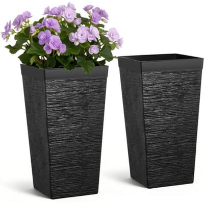 VEVOR Bloempot 300x300x580 mm 2-pack, Bloempot, Plantenbak, PP Plantenbak, Plantenbak met Binnenpot en Afwateringsgaten, Geschikt voor Kamer- en Tuinplanten, Zwart