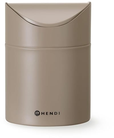 Kleine Prullenbak Tafel met Klep - 1.2L - Beige Metalen Afvalbak voor Bureau of Keuken