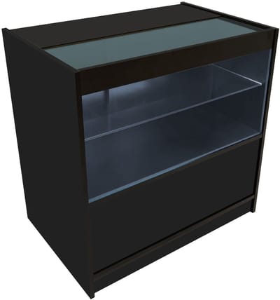C900 led winkelbalie - zwart - 90x60x90cm - met gehard glas