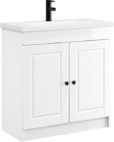 vidaXL - Badkamermeubel - Set - Hoogglans - Wit - 56 - x - 37,5 - x - 81 - cm - Bewerkt - hout