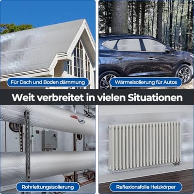 Aluminium isolatiefolie 60 cm x 4,6 m - dubbelzijdige luchtkussenfolie voor isolatie en energie besparing