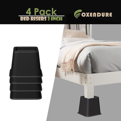 Bedmeubelverhoger 3 inch - Verhoog je bed of meubels met deze sterke verhoger, tot 250 kg per stuk, set van 4, zwart