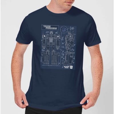 Transformers Optimus Prime Schematic Men's T-Shirt - Navy - L