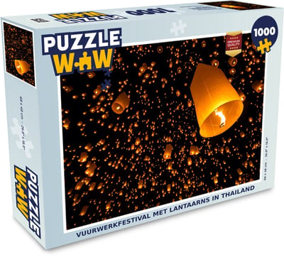 Puzzel Vuurwerkfestival met lantaarns in Thailand - Legpuzzel - Puzzel 1000 stukjes volwassenen