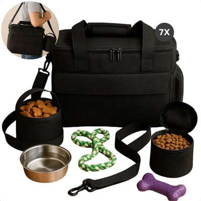 Cheqo® Honden Reistas Zwart - Huisdieren Reistas - Dieren Tas - Hondentas - Ruime Opbergmogelijkheden - Oxford Materiaal