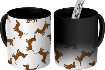 Magische Mok - Foto op Warmte Mokken - Koffiemok - Patronen - Hond - Teckel - Jongens - Meisjes - Kinderen - Kind - Magic Mok - Beker - 350 ML - Theemok
