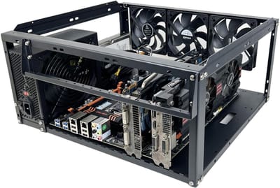 Computerbehuizing Middentoren - PC Case Open Frame - Gaming PC Bouwen - Draagbaar Open Ontwerp - 450x343x195mm - Zwart
