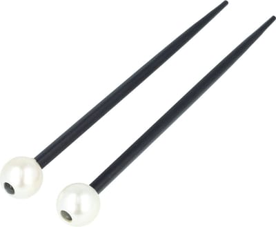 Haarsoires Haarspeld Haarpinnen 18cm - Haarstokjes Parel Kraal - Hout - Zwart Zilver - Set van 2 - Hair Sticks - Japanse Opsteekstokjes - Haaraccessoire voor Opsteekkapsel - Sierpinnen voor Opsteekkapsels - Hair Pins