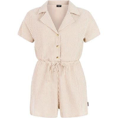 Protest PRTAyko - Playsuit Dames - Korte mouwen - Normale pasvorm - Knoopsluiting - Bruin