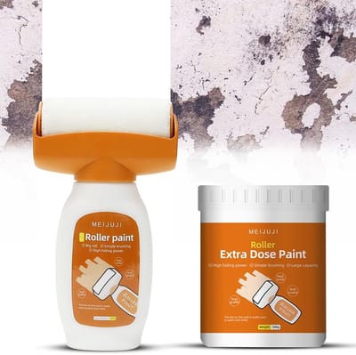 Dailygoods - Wandverf reparatieverf wit 1000 g, muurverf wit met verfroller, wandreparatie rolborstel, muurreparatieroller met muurreparatieset voor muurkrassen, graffiti-vlekken