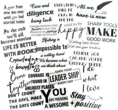 50 Stickers met Positieve Teksten en Quotes in het Engels - Transparant - Laptopstickers voor volwassenen
