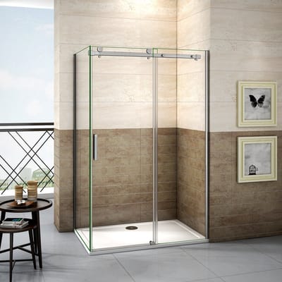 schuifdeur douchewand 125x195cm met zijwand 90x195cm,8mm helder nano veiligheidsglas antikalk,douchecabine