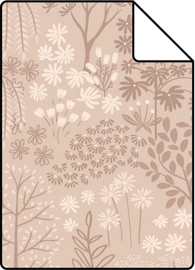 Proefstaal ESTAhome behang bomen en bloemen oudroze - 26.5 x 21 cm - 131649-S