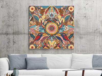 Modern aboriginal schilderij | Hedendaagse inheemse kunst die traditie en vernieuwing verweeft | Kunst - 40x40 centimeter op Dibond | Foto op Dibond