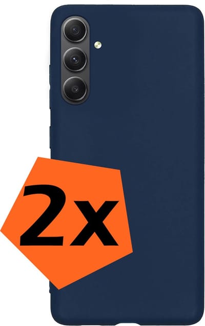 Hoes - 2 Stuks - Geschikt voor Samsung Galaxy A34 - Sterk & Shockproof - Case Siliconen - Back Cover - Telefoon Hoes - Donkerblauw