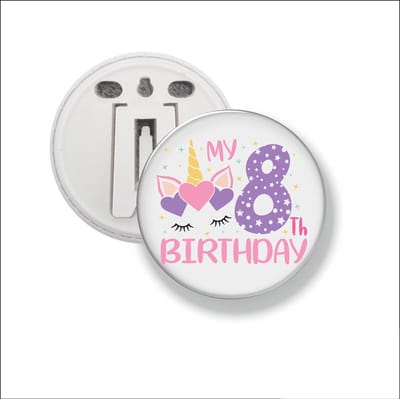 Button Met Clip 58 MM - My 8th Birthday
