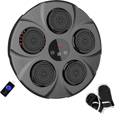 Slimme Muziek Boksmachine - Wandmontage Bokstrainer - Thuis Fitness - Bluetooth Muziek Connectie - 40x40 cm - Zwart