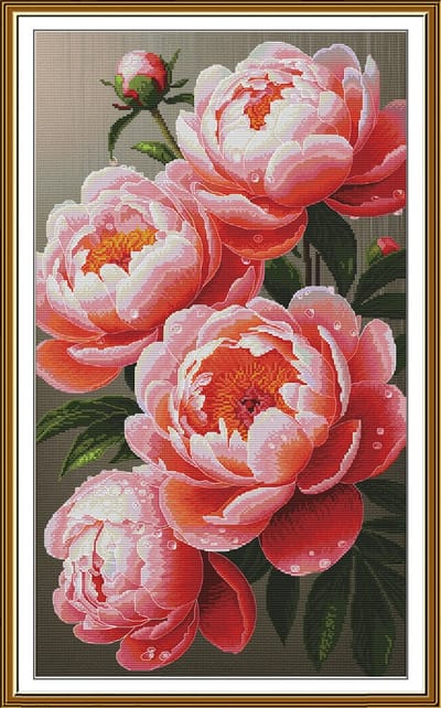Borduurpakket Nova Sloboda - Lush Peonies - Weelderige Pioenrozen