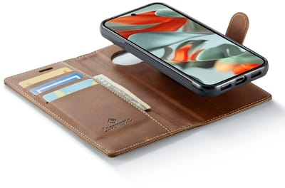 CaseMania Bookcase hoesje geschikt voor Google Pixel 10a - Effen Cognac - Kunstleer - 2-in-1 Magnetisch Uitneembaar Design - Compatible met Qi2 en MagSafe