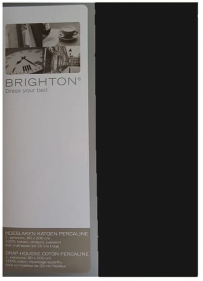 Brighton Hoeslaken - 100% Katoen Perkal - Eenpersoons - 90x220 cm - Zwart