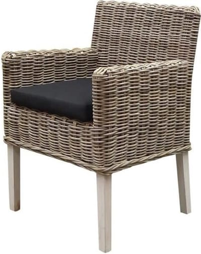 Reyhan dining tuinstoel naturel rotan - olefin black