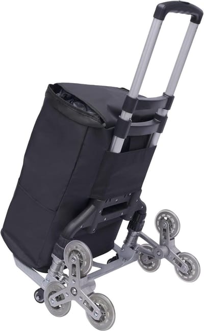 Inklapbare steekwagen - Trapklimmer transport - Zware spullen verplaatsen - Zes klimwielen - Tot 75 kg - Zwart