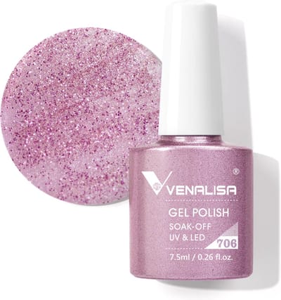 Venalisa UV Gellak Purple Sparkle - 7.5 ml - Gellak Paars Glitter - Paarse Gellak - Gellak Glitter - Gellak Paars - Glitter Gellak - Gellac Paars - Gellak Kleuren - Venalisa Gellak - Gellak Nagellak